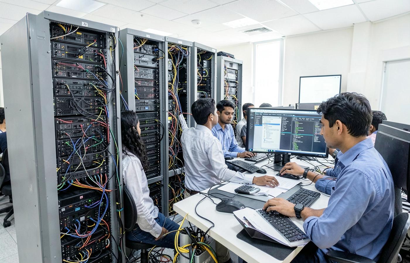 Students practising network and server configuration