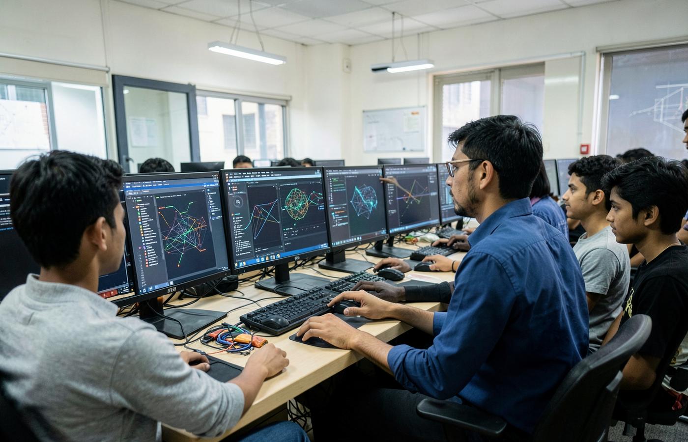 Cybersecurity instructor leading a hands-on security lesson